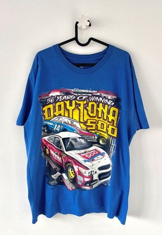 NASCAR Daytona 500 blue racing T-shirt large 