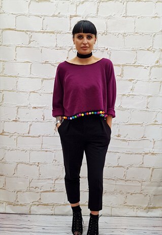 VINTAGE REWORKED PURPLE CROP TOP