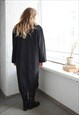 VINTAGE 80'S GREY/BLACK DOUBLE FASTENING WOOL COAT