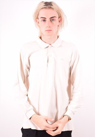KAPPA MENS VINTAGE POLO SHIRT LONG SLEEVE LARGE BEIGE 90S