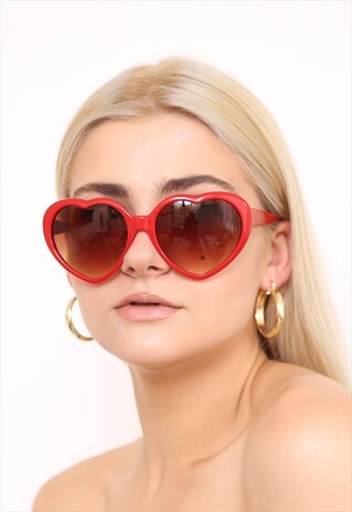 RED LOVE HEART FESTIVAL SUNGLASSES UV400