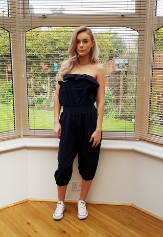 VINTAGE NAVY SLEEVELESS PLAYSUIT JUMPSUIT