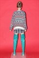 90'S VINTAGE RETRO COSY CHRISTMAS JUMPER IN MULTI COLOR