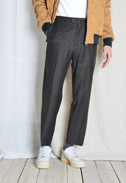 Y2K Greyish Brown Wool Blend Minimalist Preppy Mens Pants