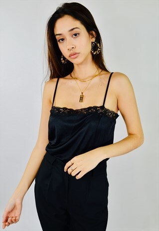 VINTAGE 90'S Y2K SATIN LACE CAMI TOP