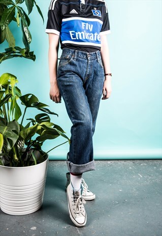 VINTAGE LEVI'S 516 BOOT CUT JEANS IN BLUE DENIM