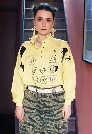 VINTAGE 80'S YELLOW FUNNEL NECK SKI JUMPER