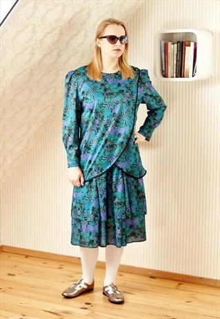 PURPLE AND GREEN VINTAGE DRESS