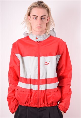 PUMA MENS VINTAGE RAIN JACKET MEDIUM RED 90S