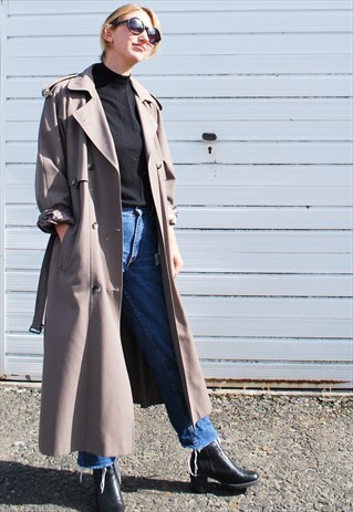 VINTAGE 90S GREY TRENCH COAT