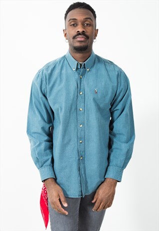 VINTAGE 80S CLASSIC POLO RALPH LAUREN CHECK SHIRT / S4814