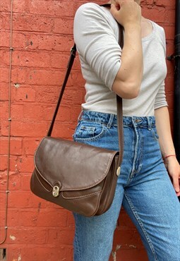 Vintage Dark Brown Leather Crossbody Bag