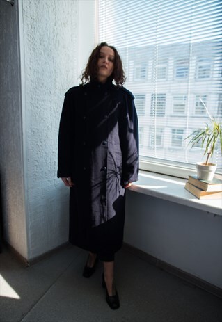 VINTAGE 70'S NAVY DOUBLE BREASTED WOOL COAT