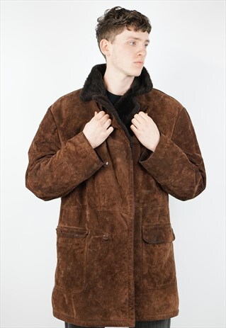 VINTAGE AMAZING SUEDE CHOCOLATE WINTER COAT