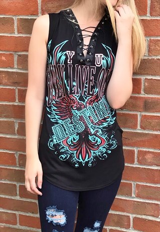 DESTINY EYELET & LACE VEST TOP