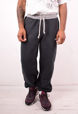 NIKE MENS VINTAGE TRACKSUIT TROUSERS MEDIUM BLACK 90S