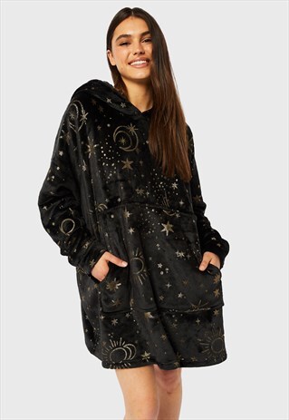 Celestial Starry Night Fleece Blanket Hoodie