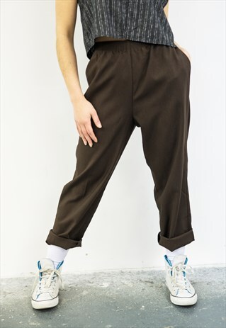 VINTAGE 1990S BROWN HIGH-WAISTED TROUSER