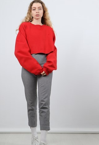 VINTAGE STARTER XL RED EMBROIDERED LOGO CROPPED SWEATSHIRT