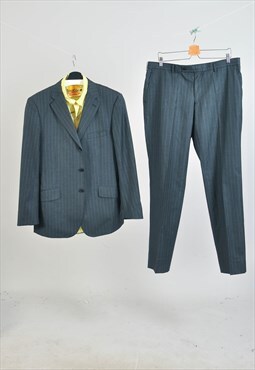 Vintage 00s striped suit in grey