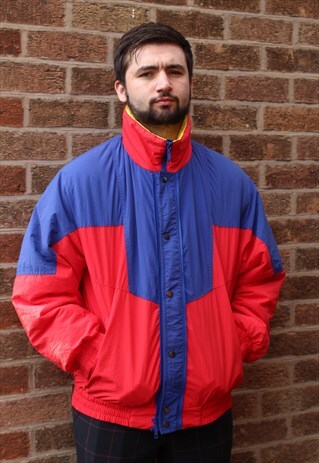 VINTAGE 90S COLOUR BLOCK PADDED COAT