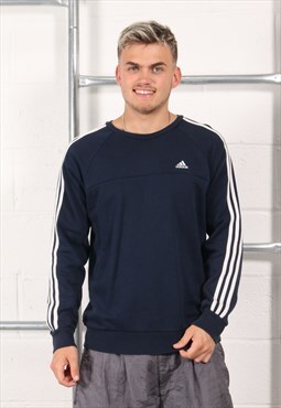 Vintage Adidas Sweatshirt in Navy Crewneck Jumper Medium