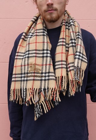 RARE VINTAGE 80S 90S BURBERRY CREAM BEIGE NOVA CHECK SCARF