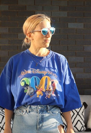 VINTAGE Y2K WINNIE THE POOH DISNEY OVERSIZED BLUE T SHIRT