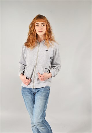 VINTAGE NIKE GREY ZIP UP HOODIE