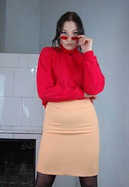 Vintage Y2K Bright Red Fleece Baggy Jumper Sweater / UNISEX 