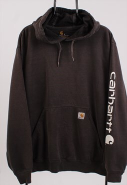 Vintage Men's Carhartt Washed Black Faded Pull Over Hoodie