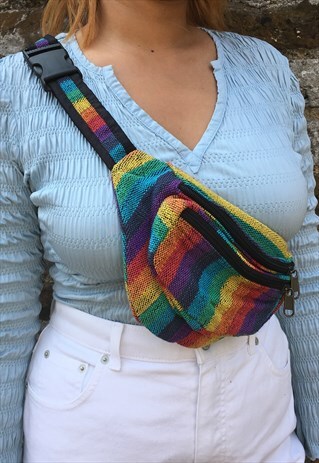 RAINBOW WOVEN BUM BAG