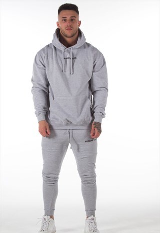 GREY TEXT LOGO HOOD