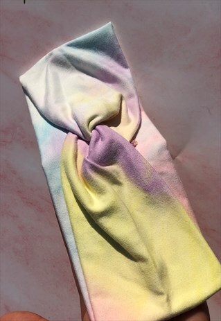 PASTEL BLUE PINK YELLOW CROSS KNOT COTTON HEADBAND