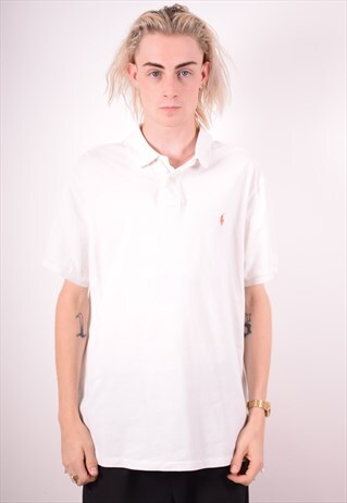 POLO RALPH LAUREN MENS VINTAGE POLO SHIRT XXL WHITE 90S