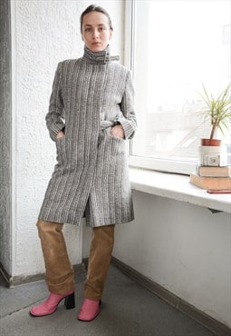 Vintage Grey Woven Wool Blend Coat