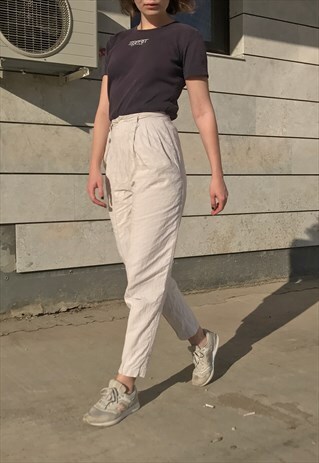 80S IVORY AND PASTEL YELLOW TROUSERS