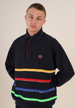 90s Paul & Shark polo collar reflective sweatshirt 