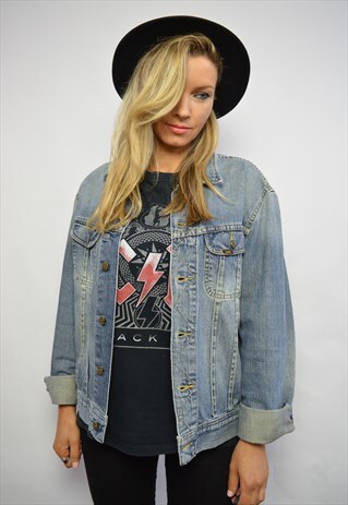 VINTAGE 90S LEE MEDIUM BLUE WASH DENIM JACKET RETRO GRUNGE