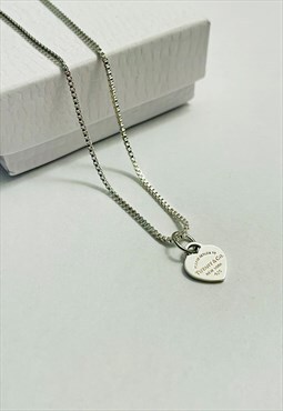 Tiffany and Co. 925 Silver Heart Pendant on Chain/Necklace