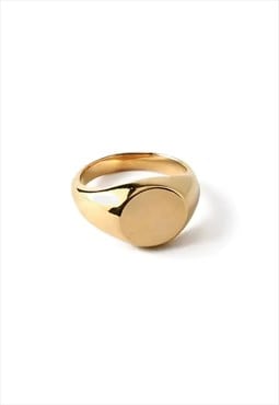 Women's Circle Face Signet Ring - Gold