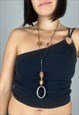 FREE SHIPPING-VINTAGE 00S CRYSTAL METAL NECKLACE
