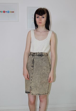 90S STONE WASH DENIM MINI SKIRT