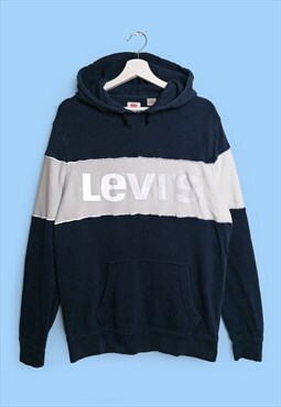 Vintage Y2K LEVI'S Hoodie Sweatshirt Reflective Logo Navy