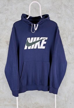 Vintage Nike Hoodie Blue Large