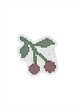 Embroidered Two Delicious Cherries iron on patch / sew on