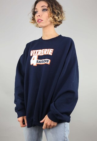 VINTAGE OVERSIZED NAVY BLUE SWEATER SWEATSHIRT