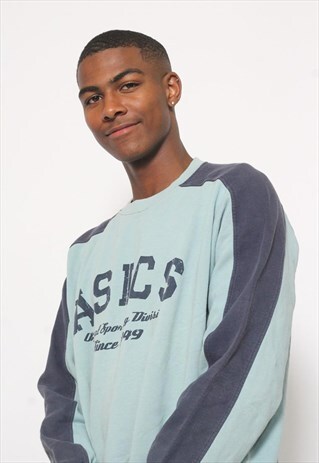 VINTAGE ASICS LOGO SWEATSHIRT BLUE