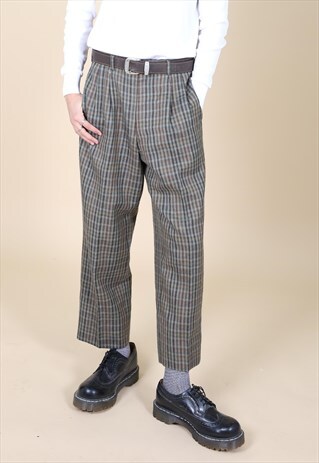 SMART TAPERED VINTAGE TWEED TROUSERS