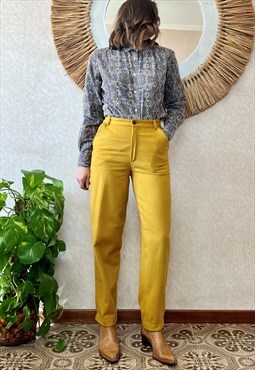 70s vintage high waisted mustard wool trousers